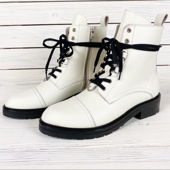 NEW All Saints Lira Hiker White Leather Boots 11 - Picture 9 of 16